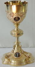 Solid silver gilt antique French Gothic Chalice.